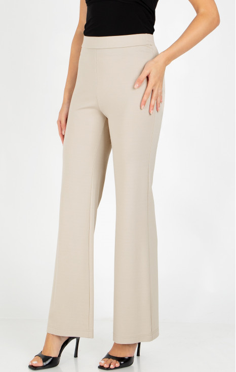 Pantalon elegant din tricot elastic, &icirc;n culoarea Light Beige